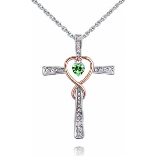 TRACYSWING Element New 5 Colors Real Austrian Crystals Fashion Cross Pendant Necklace for Women Valentine Gift Th-130710