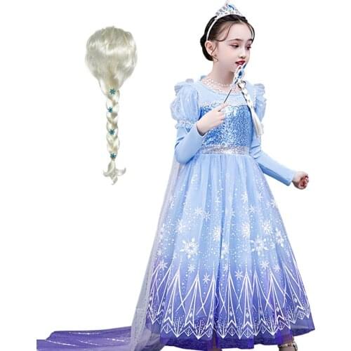 Elsa 2 Dress for Girls Snow Queen Dress Princess Costume Sequins New Year Cosplay Clothing Anna Elsa Dress 2-10T Kids Dresses