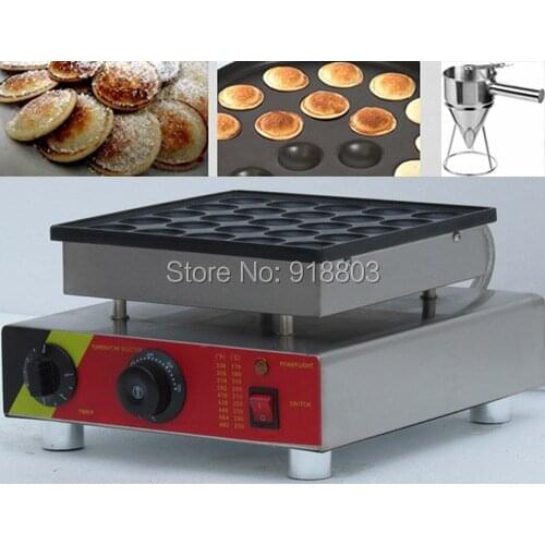 25pcs Commercial Use Non-stick 110v 220v Electric Dutch Poffertjes Danish Pancake Puffs Maker Machine Baker + Batter Dispenser
