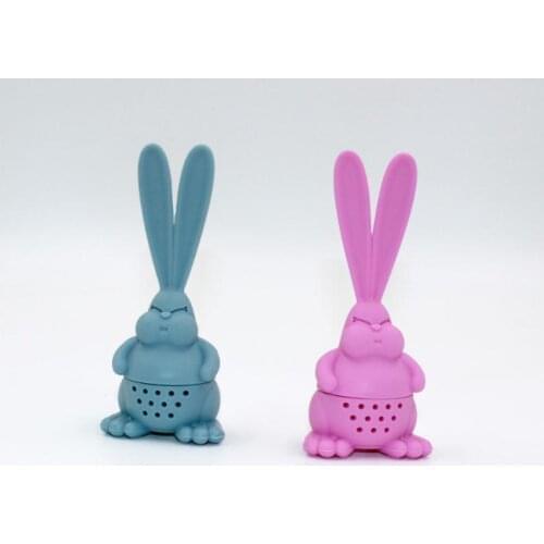 Quevinal 100pcs Tea Infuser Rabbit Shape Silicone Tea Strainer Reusable Leaf Filter Herbal Spice Tea Coffee Fliter Kitchen Tools