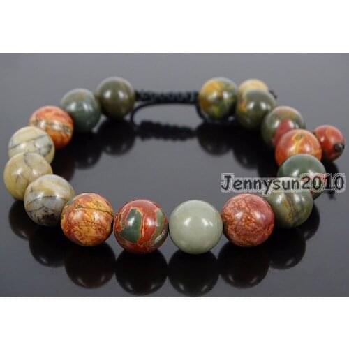 Handmade 10mm Adjustable Natural Picasso Gems Stone Round Beads Bracelet Healing Reiki 5 Strands/Pack