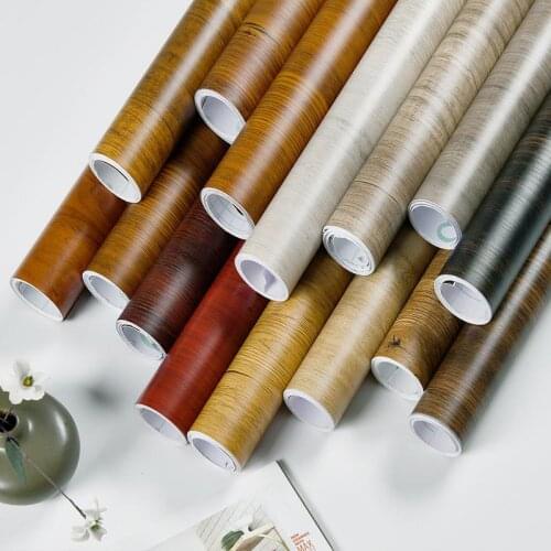 Solid Waterproof Wood Vinyl Wallpaper Roll Self Adhesive Contact Paper Doors Cabinet Desktop Modern Furniture Decorative Sticker