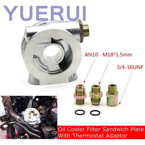 Oil Cooler Filter Sandwich Plate Thermostat Adaptor AN10 Fittings 3/4" 16-UNF Oil Filter Oil Adapter
