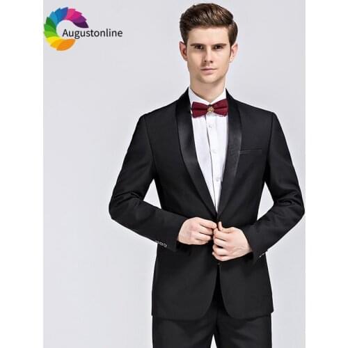 Shawl Lapel Black Business Men Suits For Wedding Blazer Slim Fit Formal Tailor Made Tuxedo Evening Party Prom Best Man 2 Pieces