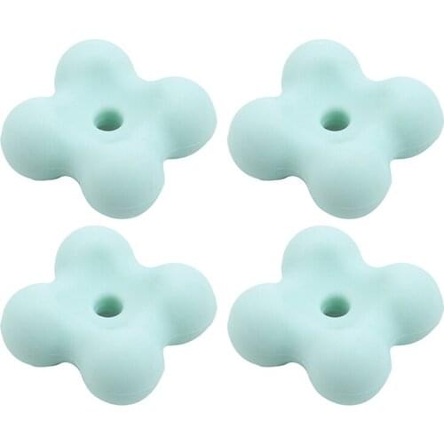 Candy Color Food Grade Silica Gel Teeth Baby Powder Four Corner Beads Beads Loose Beads Teeth Plastic Pacifier Chain