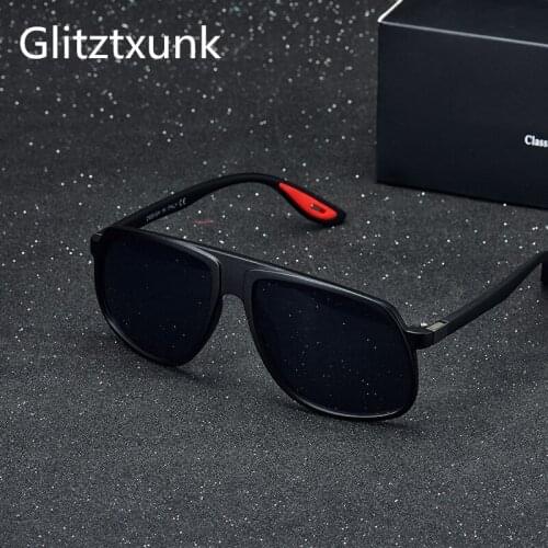 Glitztxunk BRAND DESIGN Classic Sunglasses Men Women Driving Male Square Black Frame Sun Glasses For Men Goggle UV400 Gafas
