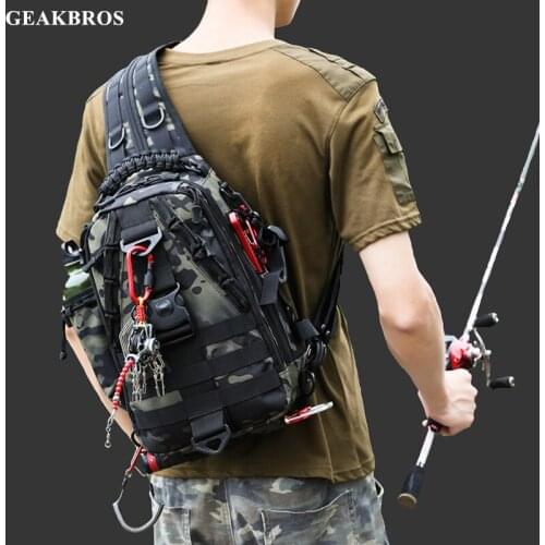 2 Size Fishing Tackle Bag Men Hiking Military Tactical Shoulder Backpack Outdoor Sports Camping Climbing Crossbody Chest Bag