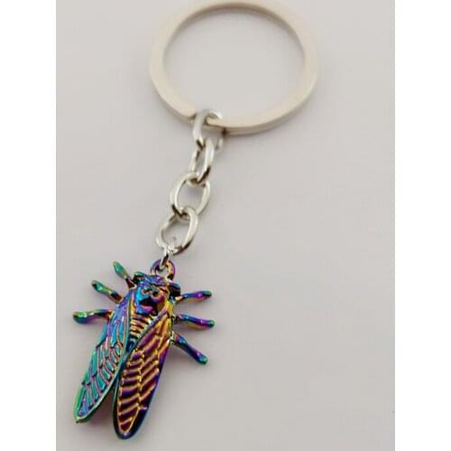 Super Cute New Design ! Psychedelic Cicada Lucky Insect Keychain, Unique Keychain, Gift for boy Girl