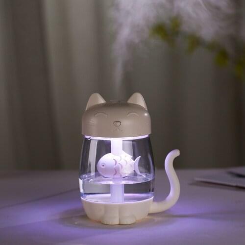 Usb Fogger Mist Maker Cute Cat Led Humidifier Air Fan Diffuser Purifier Atomizer Ultrasonic Aroma Essential Oil Humidifier#dg4