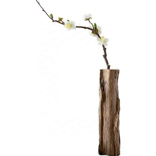 Retro Zen vase solid wood dry flower vase table flower arrangement