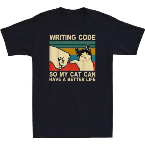 Writing Code So My Cat Can Have A Better Life Cat Bump Fit Vintage Mens T Shirt