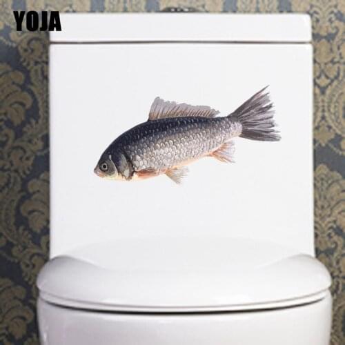 YOJA 21.6*10.3CM Crucian Carp Toilet Decal Home Decor Wall Sticker Cartoon Fish Animal T3-0823