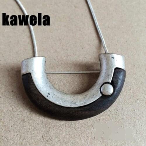 Vintage Snake Chain Special Design Wood Pendant Necklace