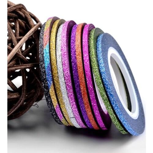 1mm 12 Color Glitter Nail Striping Line Tape Sticker Set Art Decorations DIY Tips For Polish Nail Gel Rhinestones Decorat NEW