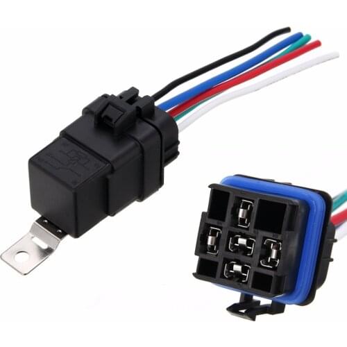 1 Set 5 Pin Automobile Relay Waterproof Integrated Wired Auto Relay + Holder With Wires DC 12v 40A