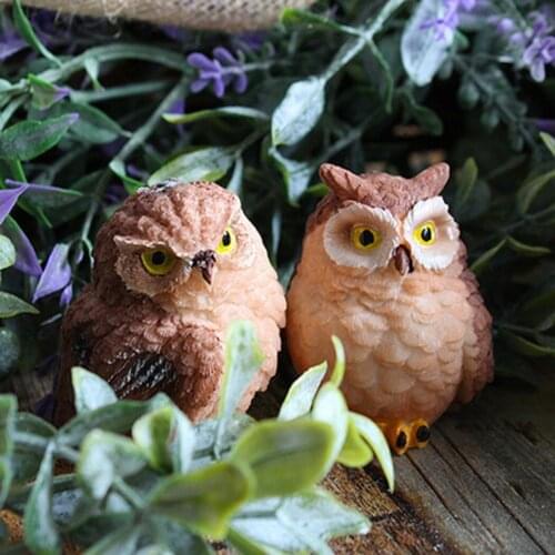 1 *Resin Ornaments 5*5*4cm Miniature Fairy Garden Owl Ornaments Outdoor Statues Resin Crafts Ornaments