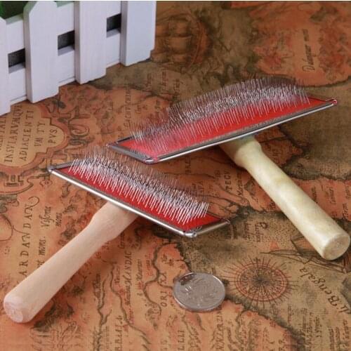 1 piece pet cat Needle combs pet hair removal brush comb cat dog combs with wooden handle 9*4.5cm Pet Grooming Tool
