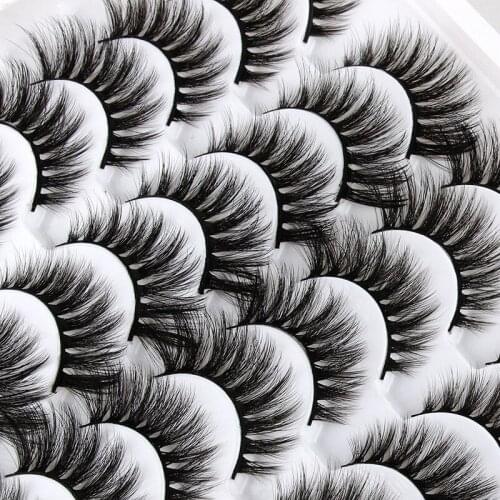 16 Pairs Set of Natural Thick Eyelashes Long Style Handmade Three-dimensional Multi-layer Cosmetic False Eyelashes