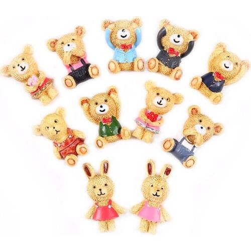 20Pcs Mixed Kawaii Resin Little Bear Cabochons Micro Model DIY Crafts Mobile Phone Shell Materials Scrapbooking Hair Accessories