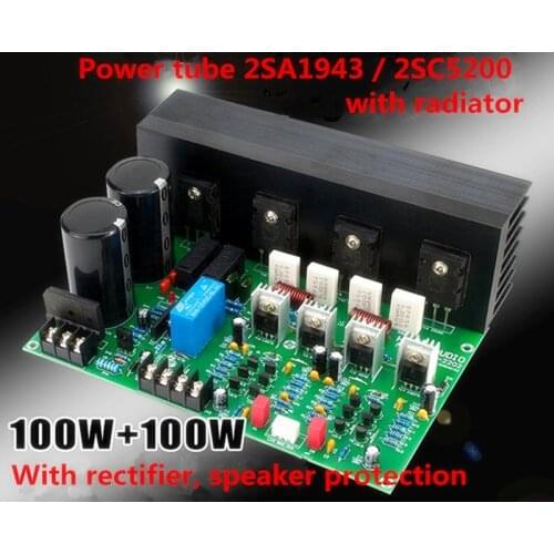 2SC5200 2SA1943 C5200 1943 AC32V 150W + 150W 4R 2.0 Channel HIFI DIY Radiator Protection Amplifier Board