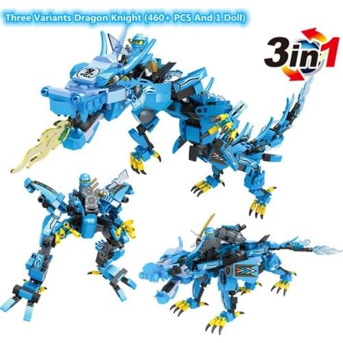 3 In 1 Three Variants Ninja Dragon Knight Robot Model Figures Building Blocks Kids Toys Bricks Doll Gift for Children Boys