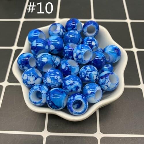 30pcs 12x10mm Blue Big Hole Round Acrylic Beads for Jewelry Making DIY Accessory#10