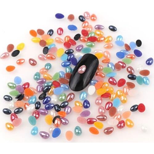 Mix 3x4mm Water Drop Shape Ceramic Bead Flatback Pearl 500pc DIY Flatback Pearl Stones Crystals Jewelry Nail Art Accessories