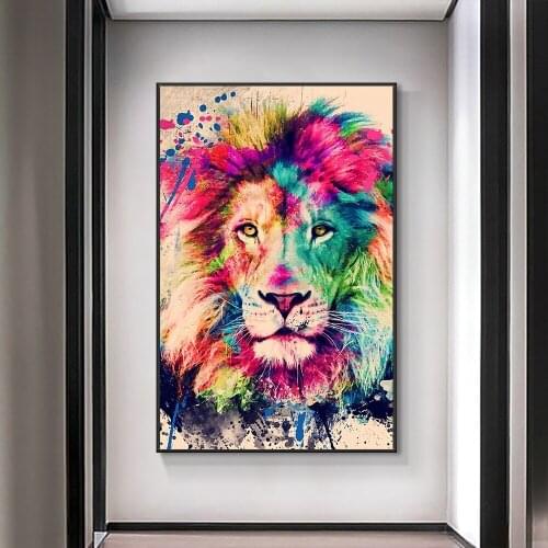 Graffiti Lion Canvas Paintings Animal Wall Art Posters and Prints Abstract Pictures For Living Room Decoration