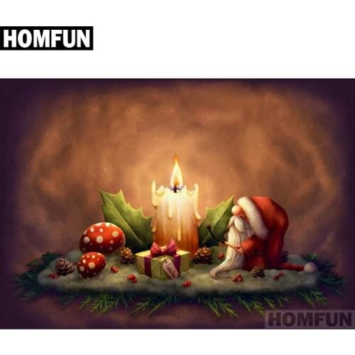 HOMFUN Full Square/Round Drill 5D DIY Diamond Painting "Santa candle" Embroidery Cross Stitch 5D Home Decor Gift A01319