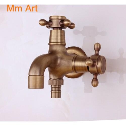 Antique Copper Single Cold Faucet Dual-Purpose Washing Machine Mop Pool Water Faucet Double-Headed