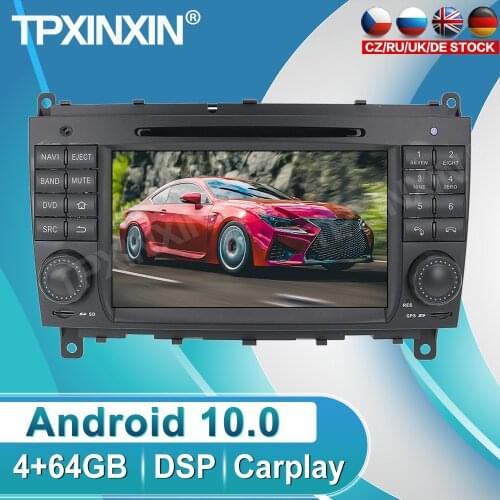 Android 10.0 4G+64GB Car DVD Player GPS Navigation For Mecerdes Benz C-W203 Clk W209 2004 - 2007 System Radio Stereo Multimedia