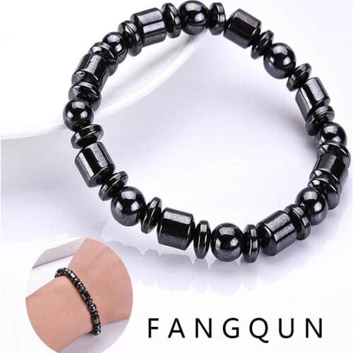 Natural Stone Black Hematite Bracelet Magnetic Therapy Wight Loss Bracelet for Arthritis Pain Relief Radiation protection bangle