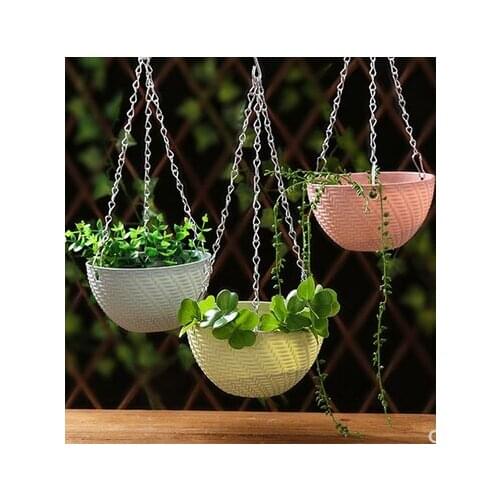 Flower pot hanging basket hanging plastic pot hanging wall hanging basket green pot small hanging basket multi-meat pot