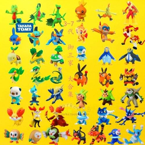 TAKARA TOMY Genuine Pokemon Treecko Chespin Braixen Delphox Torchic Combusken Emboar Oshawott Action Figure Model Toys