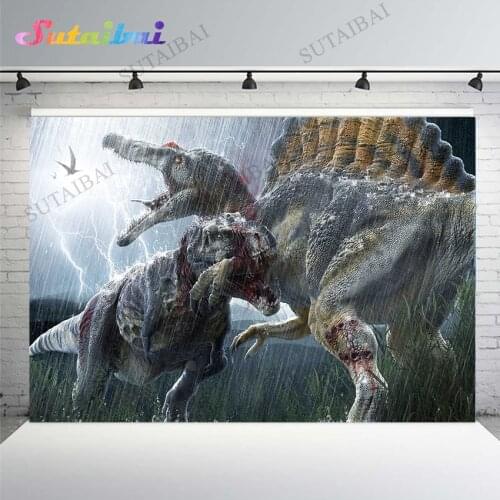 Jurassic World Park Dinosaurs Jungle Thunderstorm Backdrop for Photography Background Child Baby Shower Birthday Party Decor