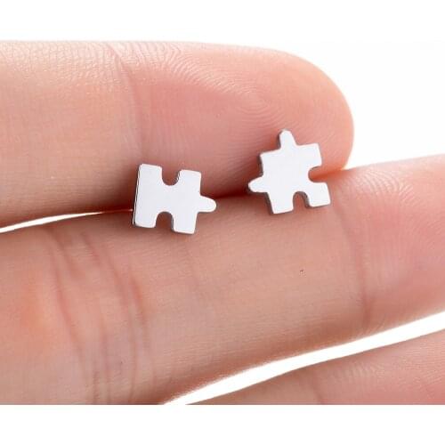 Hfarich Girls Kids Toy Earrings Funny Puzzle Stainless Steel Small Studs Earings Aretes