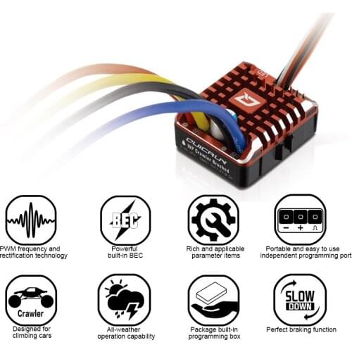 Hobbywing QuicRun 1080 Waterproof Brushed 80A ESC + Program Card For Crawler Children Kids Toys Brushed ESC RC Car Parts