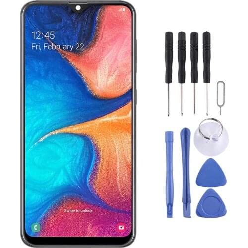 IPartsBuy Original Super AMOLED Material LCD Screen and Digitizer Full Assembly with Frame forGalaxy A20