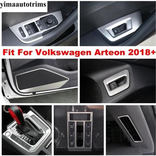 Head Lights Button / Shift Gear Panel / Car Door Speaker Cover Trim Stainless Steel Interior For Volkswagen Arteon 2018 - 2021