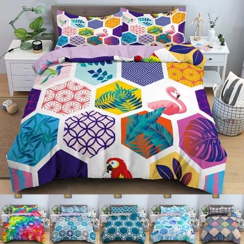 Geometry 3D Printed Bedding Set 2/3pcs Soft Quilt Cover/Duvet Cover Pillowcase Set Single/Twin/Double/Full/Queen/King Size