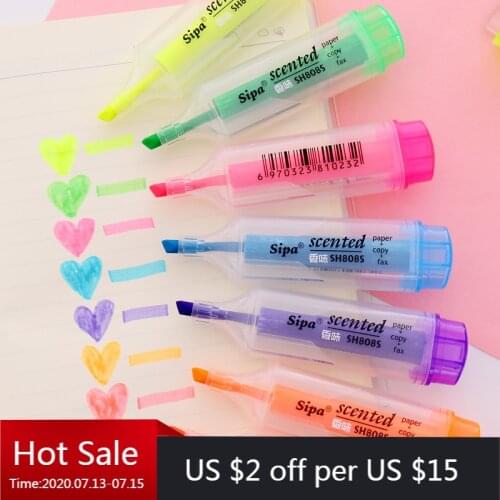 28 PCs Korean Cartoon Korean Creative Office Stationery Color Fluorescent Pen Fragrance Pen Watercolor Notes