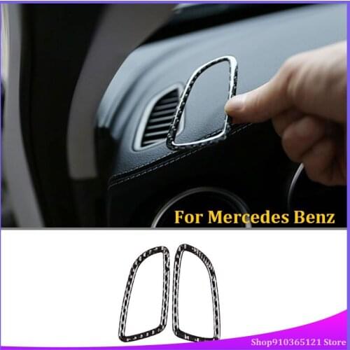 LHD for Mercedes Benz C Class W205 C180 C200 C300 GLC Accessories Carbon Fiber Air Conditioning Outlet Frame Sticker 2pcst