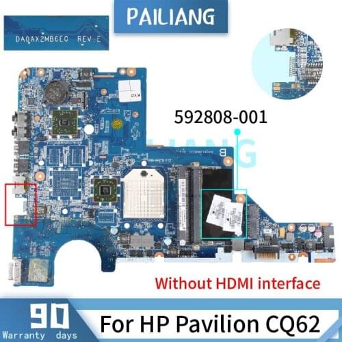 PAILIANG Laptop motherboard For HP Pavilion CQ62 Mainboard DA0AX2MB6E0 592808-001 598856-501 DDR3 TESTED