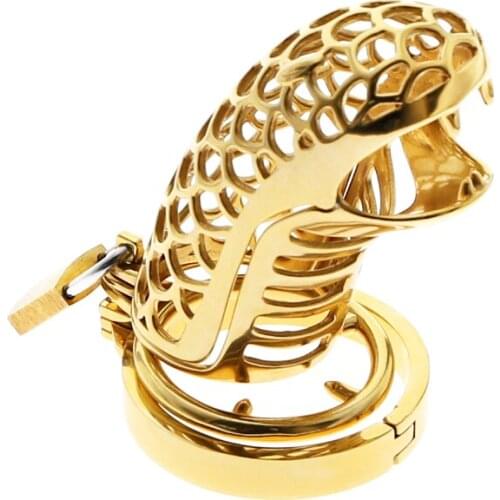 Spiked Stop Masturbation Cock Cage Golden Snake Metal Chasitity Cage Device Sextoy Adult Lockable Metal Penis Ring Sex Sex Toys
