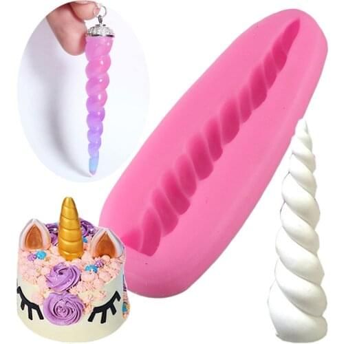 Mujiang 3D Unicorn Horn Silicone Mold Polymer Clay Pendulum Pendant Mold Candy Chocolate Mould Fondant Cake Decorating Tools