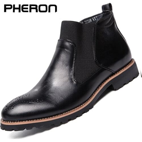 Mens Chelsea Boots Ankle Boots Big size Black/Brown/Wine Red British Style Man Boots soft Leather Free shipping Zapatos Hombre