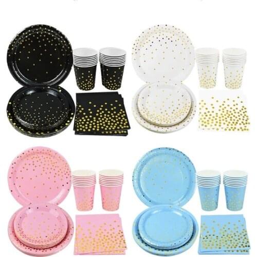 Birthday Decorations Disposable Tableware Set Paper Straws Cups Plates Banner Napkins Boy Girl Kids Adult Birthday Party Decor