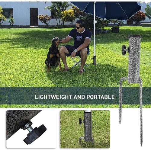 Hot Patio Steel Umbrella Anchor with Two Forks Beach Parasol Heavy Duty Metal Ground Grass Auger Holder Stand