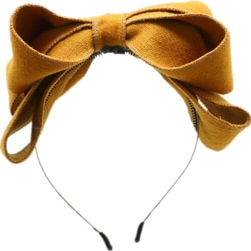 Winter style child womens vintage solid headbands Irregular butterfly headbands female hand made Cashmere hair accessories-6