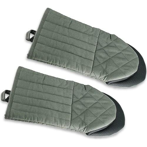 One Pair Oven Mitts for Kitchen Cooking Little Oven Gloves Long Barrel Heat Resistant Non-Slip Grip with Hanging Loop